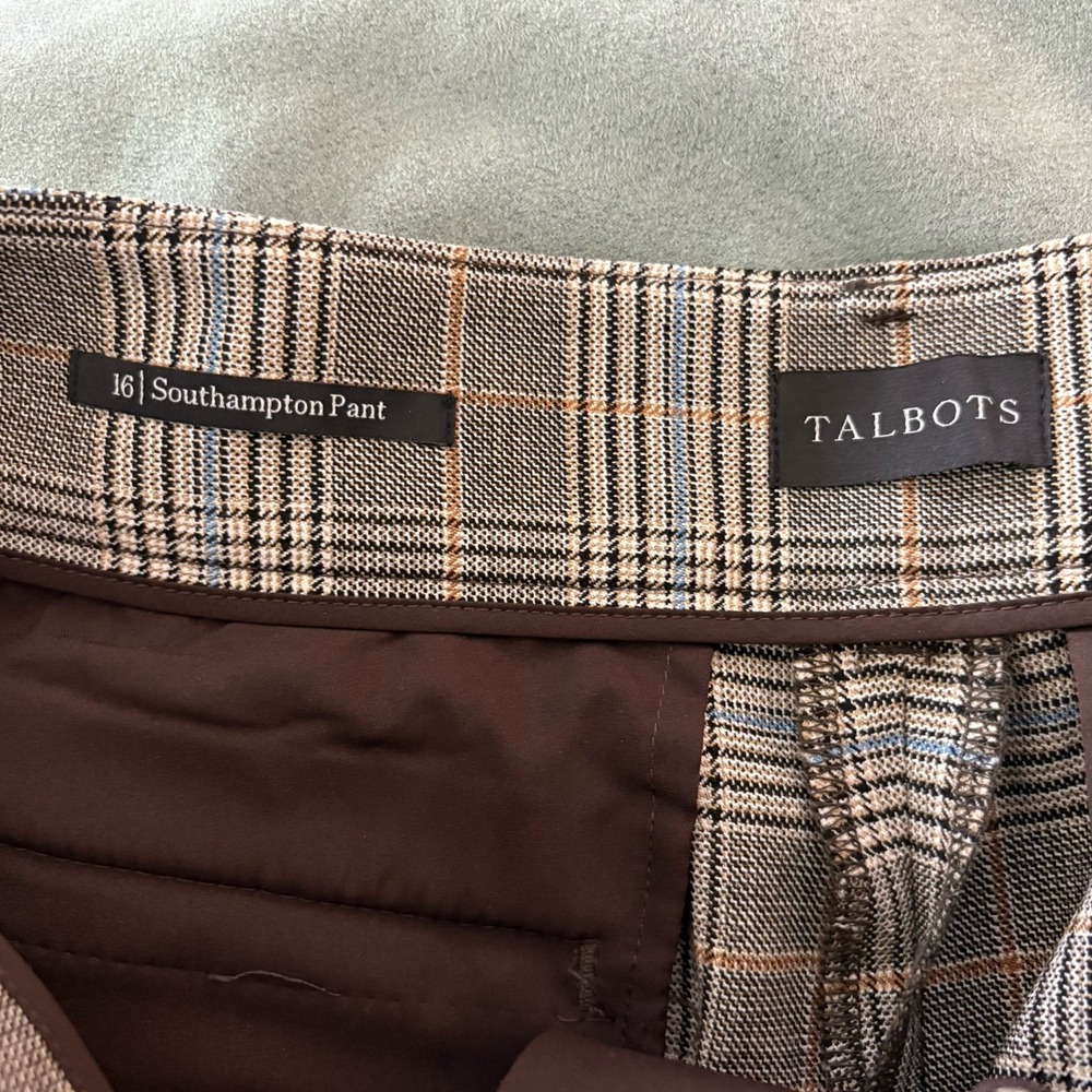 Talbots Southampton Straight Leg Dress Pants Size 16 Glen Plaid Fall Multi Work - Picture 8 of 14